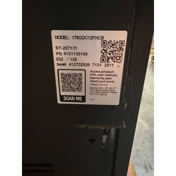 Scratch and Dent Avantco GDC-12F-HC 27" Black Swing Glass Door Merchandiser Freezer with LED Lighting
