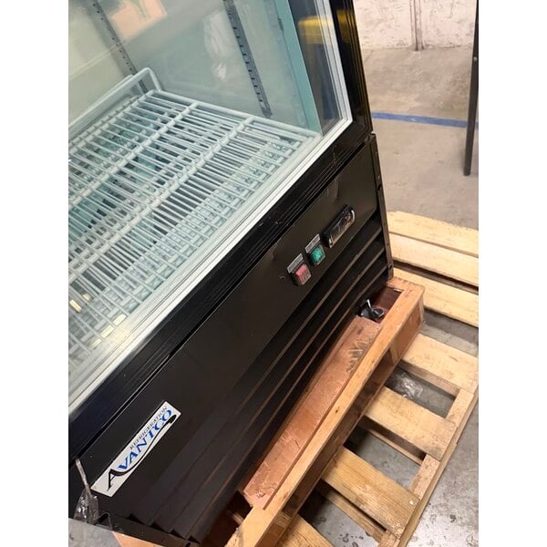 Scratch and Dent Avantco GDC-12F-HC 27" Black Swing Glass Door Merchandiser Freezer with LED Lighting