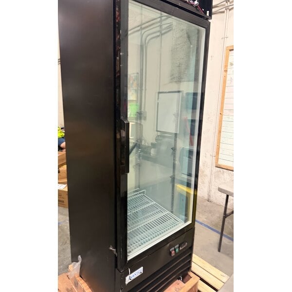Scratch and Dent Avantco GDC-12F-HC 27" Black Swing Glass Door Merchandiser Freezer with LED Lighting