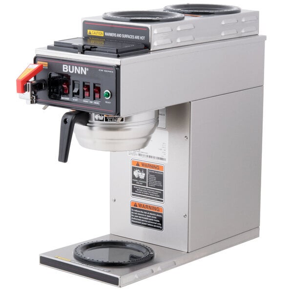 Scratch and Dent Bunn 12950.0410 CWTF-DV Automatic 12 Cup Coffee Brewer with 2 Upper Warmers, 1 Lower Warmer, and Stainless Steel Funnel - Dual Voltage