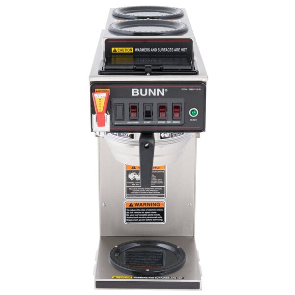 Scratch and Dent Bunn 12950.0410 CWTF-DV Automatic 12 Cup Coffee Brewer with 2 Upper Warmers, 1 Lower Warmer, and Stainless Steel Funnel - Dual Voltage