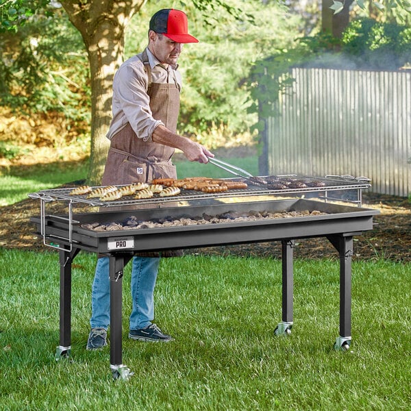 Scratch and Dent Backyard Pro CHAR-60 60" Heavy-Duty Steel Charcoal Grill with Adjustable Grates, Removable Legs, and Cover