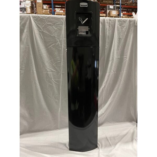 Scratch and Dent Rubbermaid® FGR93400BK Metropolitan Black Round Steel Cigarette Receptacle