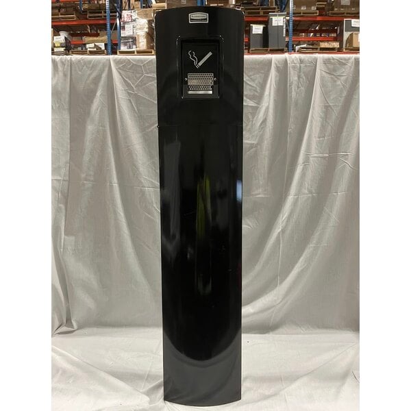 Scratch and Dent Rubbermaid® FGR93400BK Metropolitan Black Round Steel Cigarette Receptacle