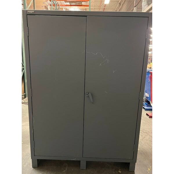 Scratch and Dent Durham Mfg 60" x 24" x 84" 14 Gauge Steel 3-Shelf Storage Cabinet with Louvered Panels SSC-602484-BDLP-3S-95