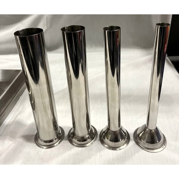 Scratch and Dent Avantco 20 lb. Stainless Steel Vertical Manual Sausage Stuffer with 5/8", 7/8", 1 1/4", and 1 1/2" Stainless Steel Funnels