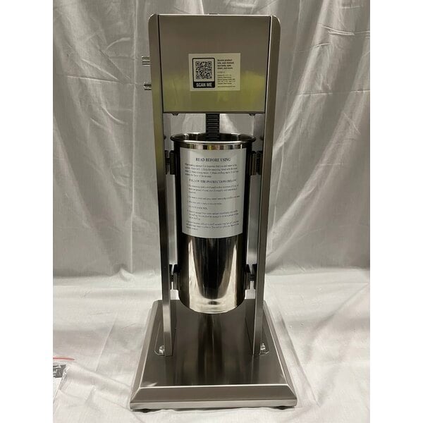 Scratch and Dent Avantco 20 lb. Stainless Steel Vertical Manual Sausage Stuffer with 5/8", 7/8", 1 1/4", and 1 1/2" Stainless Steel Funnels