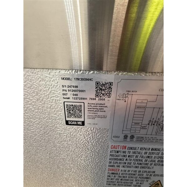 Scratch and Dent Avantco CBE-84-HC 84" 4 Drawer Refrigerated Chef Base