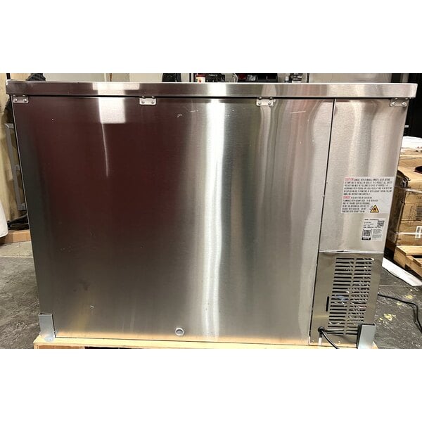 Scratch and Dent Avantco UBB-48G-HC-S 48" Stainless Steel Counter Height Narrow Glass Door Back Bar Refrigerator with LED Lighting