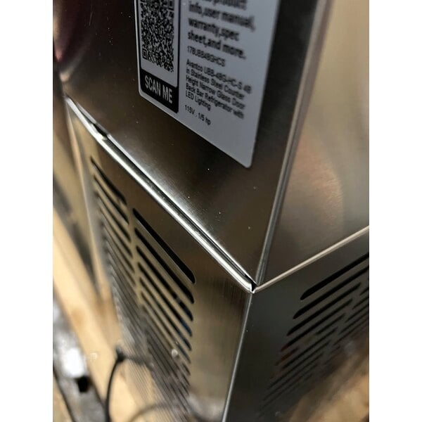 Scratch and Dent Avantco UBB-48G-HC-S 48" Stainless Steel Counter Height Narrow Glass Door Back Bar Refrigerator with LED Lighting