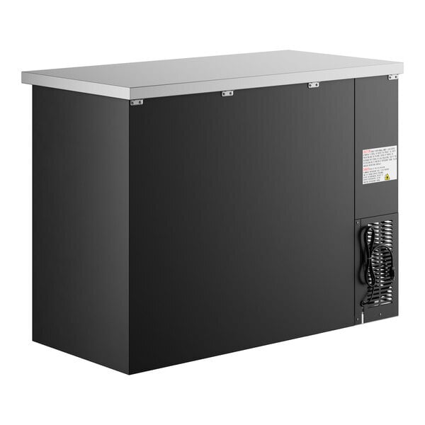 Scratch and Dent Avantco UBB-48S-HC 48" Black Counter Height Narrow Sliding Glass Door Back Bar Refrigerator with LED Lighting