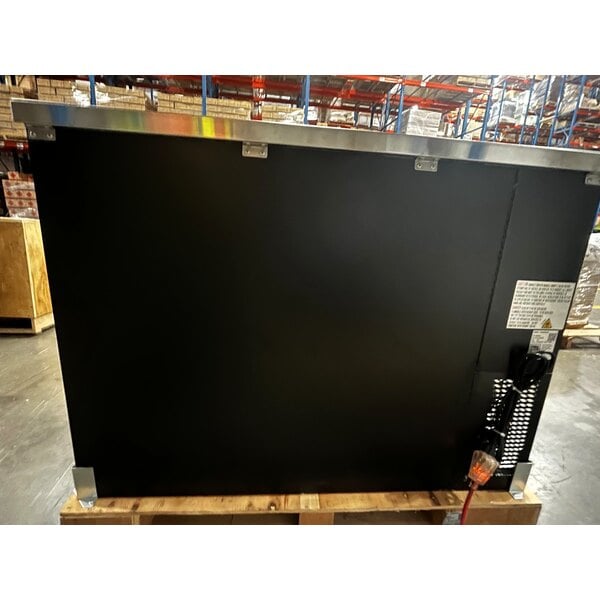 Scratch and Dent Avantco UBB-48S-HC 48" Black Counter Height Narrow Sliding Glass Door Back Bar Refrigerator with LED Lighting