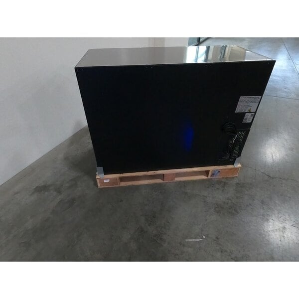 Scratch and Dent Avantco UBB-48-GT-G 48" Black Underbar Height Narrow Glass Door Back Bar Refrigerator with Galvanized Top and LED Lighting