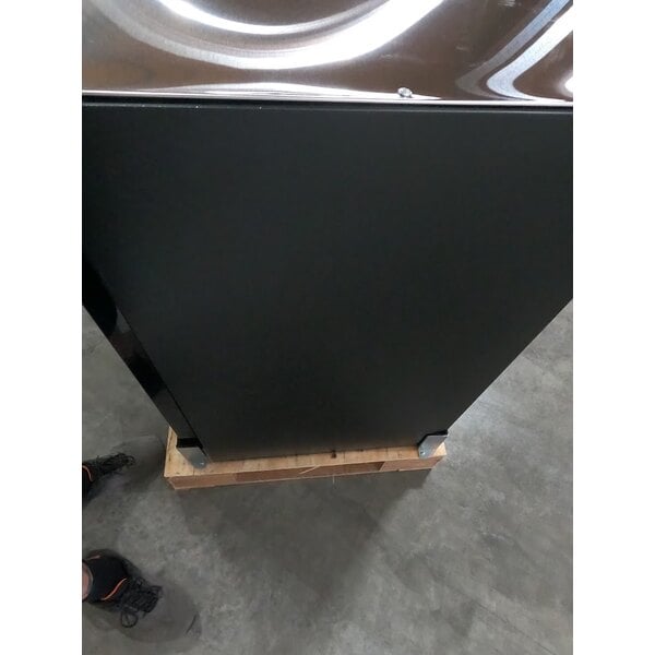 Scratch and Dent Avantco UBB-48-GT-G 48" Black Underbar Height Narrow Glass Door Back Bar Refrigerator with Galvanized Top and LED Lighting