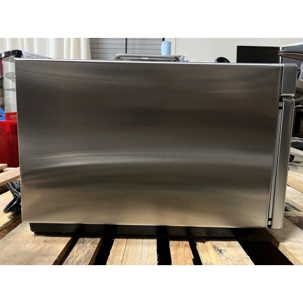Scratch and Dent Solwave Ameri-Series Space Saver Heavy-Duty Stainless Steel Commercial Microwave with Push Button Controls - 208/240V, 2,100W
