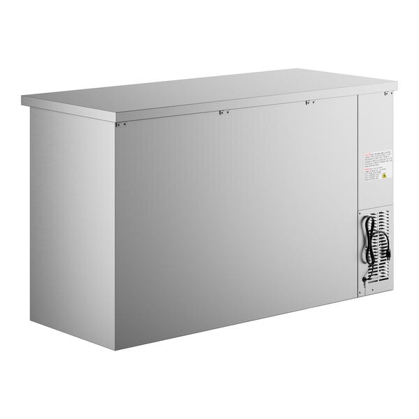 Scratch and Dent Avantco UBB-60S-HC 60" Stainless Steel Counter Height Narrow Sliding Glass Door Back Bar Refrigerator with LED Lighting