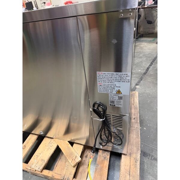 Scratch and Dent Avantco UBB-60S-HC 60" Stainless Steel Counter Height Narrow Sliding Glass Door Back Bar Refrigerator with LED Lighting