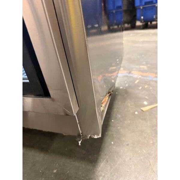 Scratch and Dent Avantco UBB-60S-HC 60" Stainless Steel Counter Height Narrow Sliding Glass Door Back Bar Refrigerator with LED Lighting