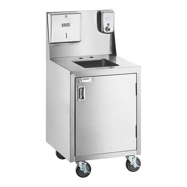 Scratch and Dent Regency Space Saver Single Bowl Hot and Cold Portable Hand Sink Cart