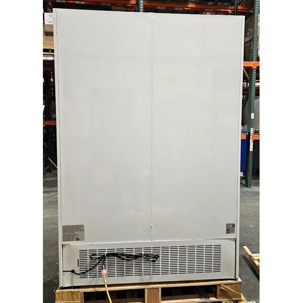 Scratch and Dent Avantco GDS-47-HC 53 1/8" White Sliding Glass Door Merchandiser Refrigerator with LED Lighting