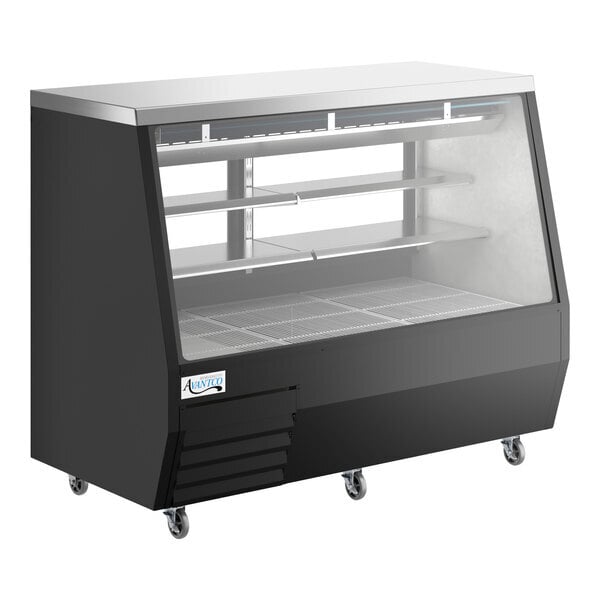Scratch and Dent Avantco DDLC-71-B 71" Black Square Glass Refrigerated Double-Duty Deli Case