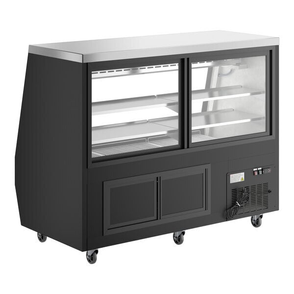Scratch and Dent Avantco DDLC-71-B 71" Black Square Glass Refrigerated Double-Duty Deli Case