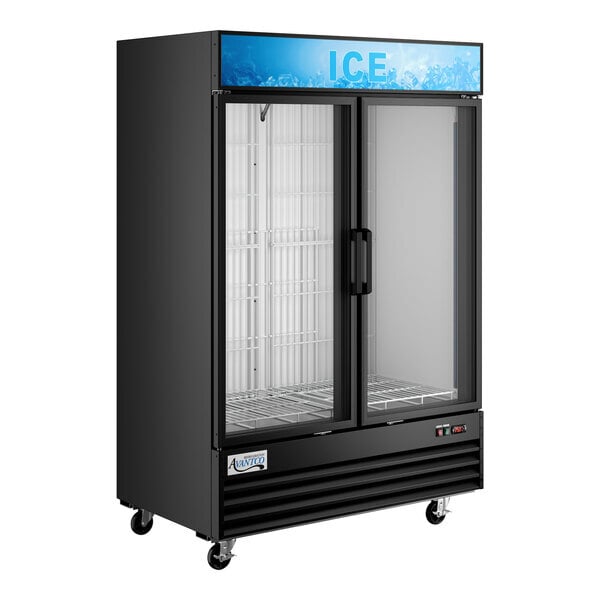 Scratch and Dent Avantco GD-ICE-49F 53" Black Indoor Glass Door Ice Merchandiser