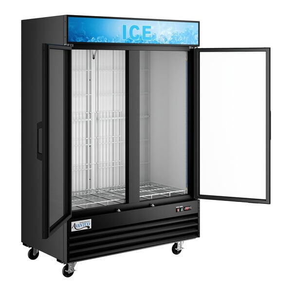 Scratch and Dent Avantco GD-ICE-49F 53" Black Indoor Glass Door Ice Merchandiser