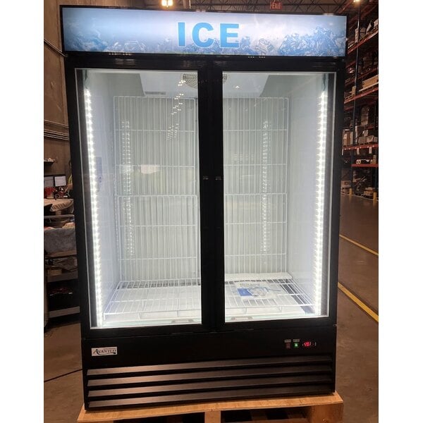 Scratch and Dent Avantco GD-ICE-49F 53" Black Indoor Glass Door Ice Merchandiser