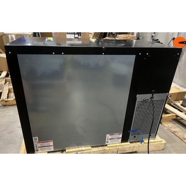 Scratch and Dent True TBB24-48-2G-Z1-BST-B-1 48 1/8" Black Underbar Glass Door Narrow Back Bar Refrigerator with Black Underbar Sub Top and LED Lighting