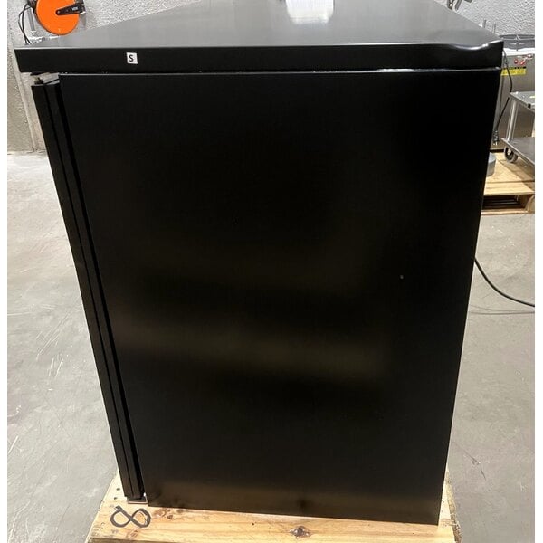 Scratch and Dent True TBB24-48-2G-Z1-BST-B-1 48 1/8" Black Underbar Glass Door Narrow Back Bar Refrigerator with Black Underbar Sub Top and LED Lighting