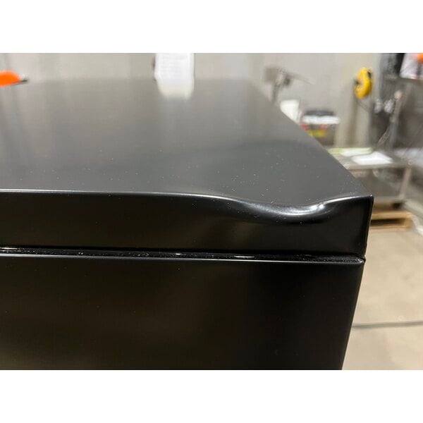Scratch and Dent True TBB24-48-2G-Z1-BST-B-1 48 1/8" Black Underbar Glass Door Narrow Back Bar Refrigerator with Black Underbar Sub Top and LED Lighting