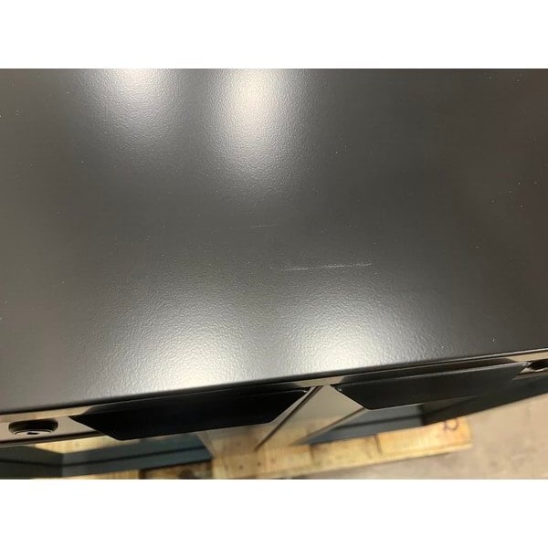 Scratch and Dent True TBB24-48-2G-Z1-BST-B-1 48 1/8" Black Underbar Glass Door Narrow Back Bar Refrigerator with Black Underbar Sub Top and LED Lighting