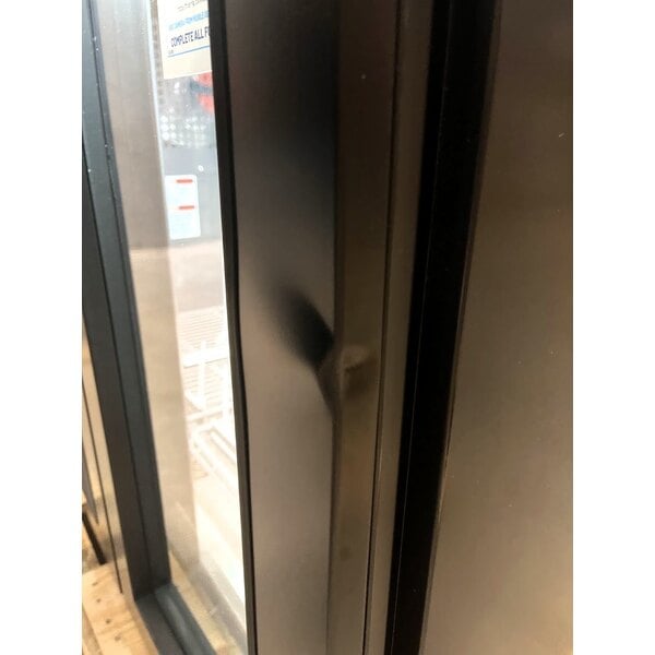 Scratch and Dent True TBB24-48-2G-Z1-BST-B-1 48 1/8" Black Underbar Glass Door Narrow Back Bar Refrigerator with Black Underbar Sub Top and LED Lighting