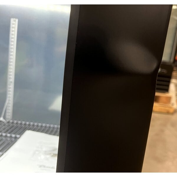 Scratch and Dent True TBB24-48-2G-Z1-BST-B-1 48 1/8" Black Underbar Glass Door Narrow Back Bar Refrigerator with Black Underbar Sub Top and LED Lighting