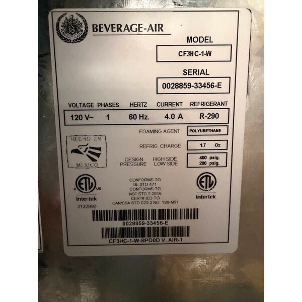 Scratch and Dent Beverage-Air CF3HC-1-W 23" White Countertop Display Freezer with Swing Door