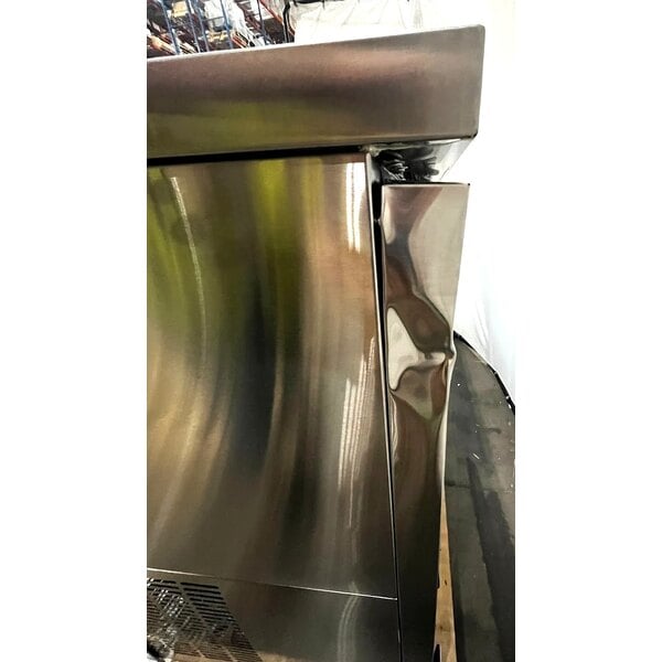 Scratch and Dent Avantco UBB-72G-HC-S 73" Stainless Steel Counter Height Narrow Glass Door Back Bar Refrigerator with LED Lighting