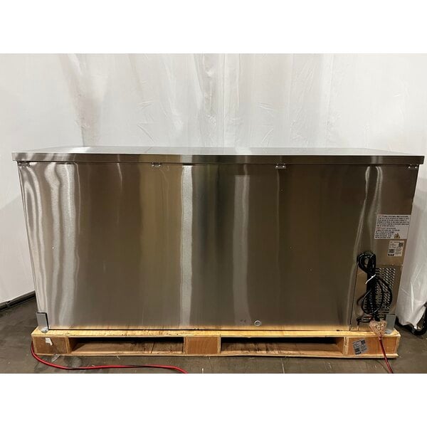 Scratch and Dent Avantco UBB-72G-HC-S 73" Stainless Steel Counter Height Narrow Glass Door Back Bar Refrigerator with LED Lighting