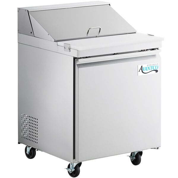 Scratch and Dent Avantco SS-PT-27-HC 27" 1 Door Stainless Steel Refrigerated Sandwich Prep Table