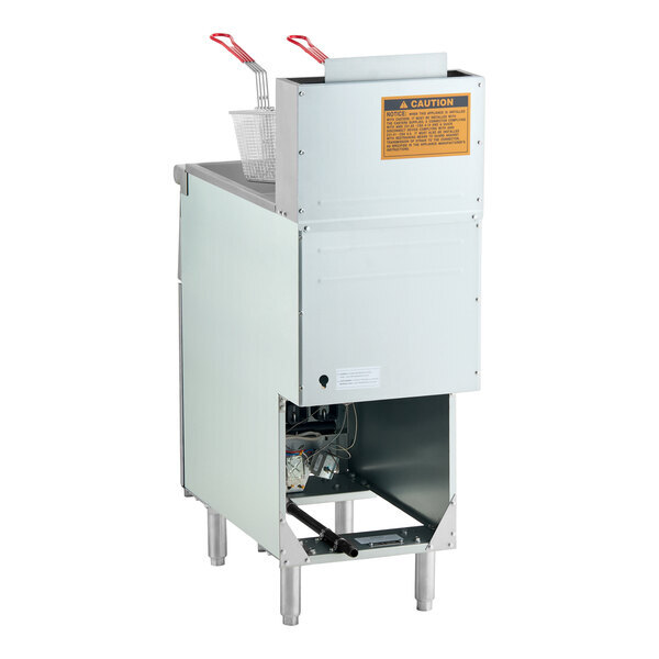 Scratch and Dent MainStreet Equipment Natural Gas 40 lb. Stainless Steel Floor Fryer - 90,000 BTU