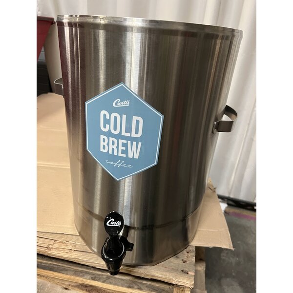 Scratch and Dent Curtis TC-10H Round Stainless Steel 10 Gallon Iced Tea Dispenser with Plastic Lid