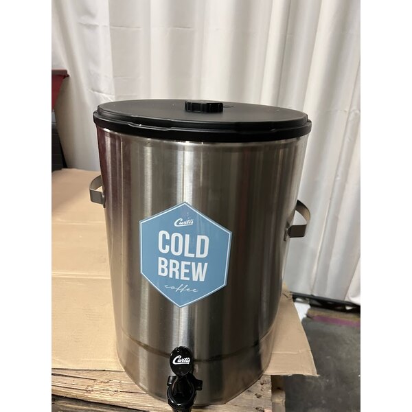 Scratch and Dent Curtis TC-10H Round Stainless Steel 10 Gallon Iced Tea Dispenser with Plastic Lid