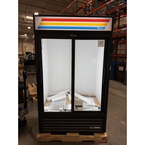 Scratch and Dent True GDM-41-HC-LD 47 1/8" Black Refrigerated Sliding Glass Door Merchandiser with LED Lighting