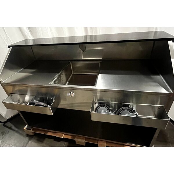 Scratch and Dent Regency 63" Basic Stainless Steel Portable Bar with Two Removable Speed Rails and Ice Bin