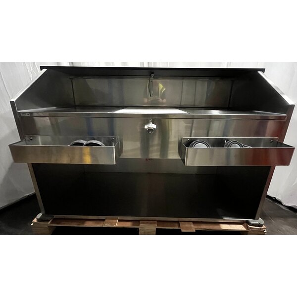Scratch and Dent Regency 63" Basic Stainless Steel Portable Bar with Two Removable Speed Rails and Ice Bin