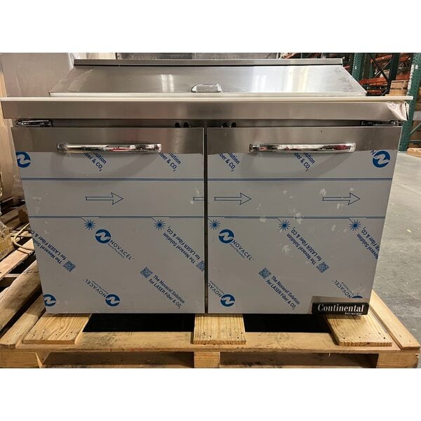 Scratch and Dent Continental Refrigerator SW48-N-12 48" 2 Door Refrigerated Sandwich Prep Table