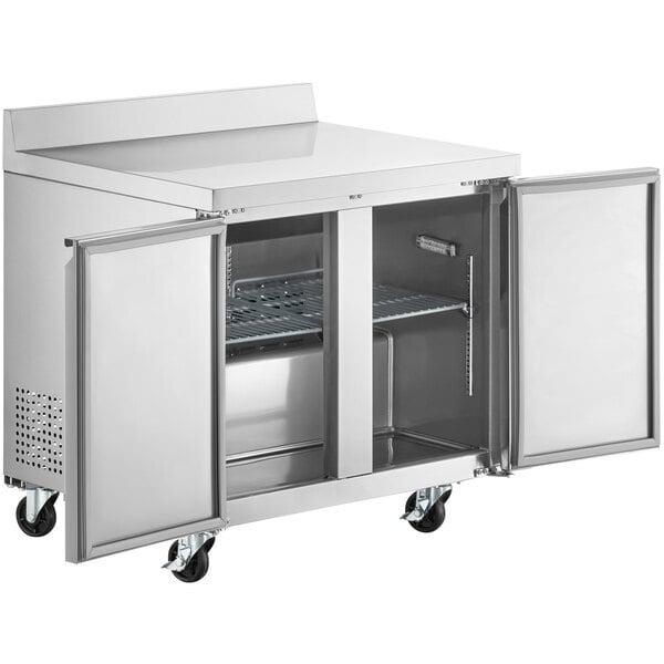 Scratch and Dent Avantco SS-WT-36F-HC 36" Two Door Worktop Freezer with 3 1/2" Backsplash