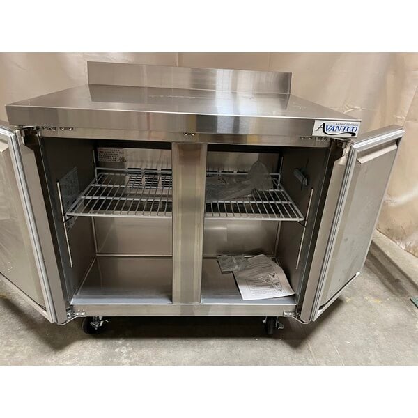 Scratch and Dent Avantco SS-WT-36F-HC 36" Two Door Worktop Freezer with 3 1/2" Backsplash