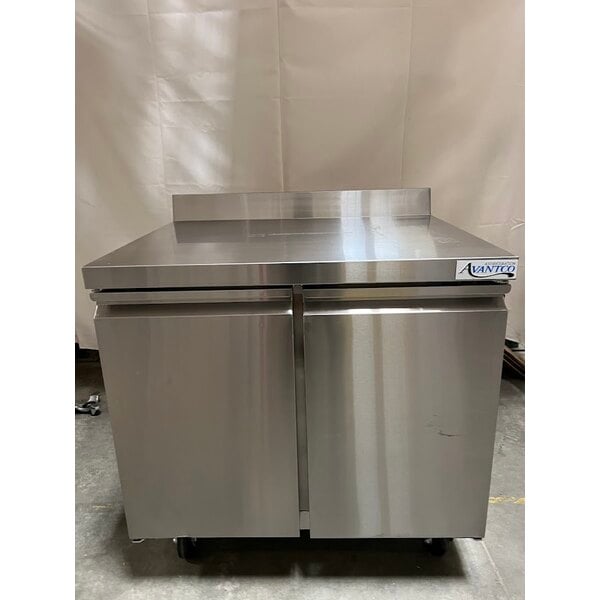 Scratch and Dent Avantco SS-WT-36F-HC 36" Two Door Worktop Freezer with 3 1/2" Backsplash
