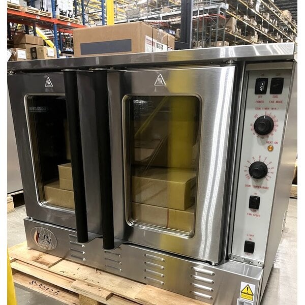 Scratch and Dent Cooking Performance Group FGC-200-NK Double Deck Standard Depth Full Size Natural Gas Convection Oven with Legs - 108,000 BTU